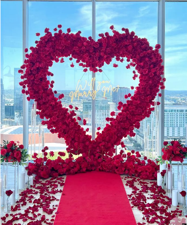 Red Or White Heart Flowers Arch